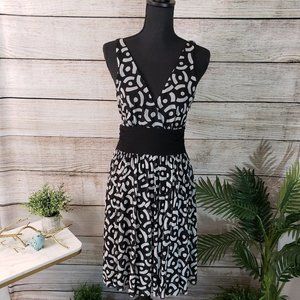 ICE  BLACK &WHITE GEOMETRIC PRINT LINED DRESS - 4
